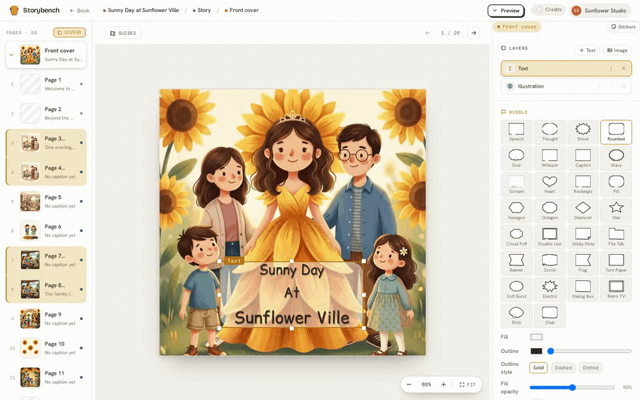 A character in the Storybench cast, with its uploaded reference pictures beside it.