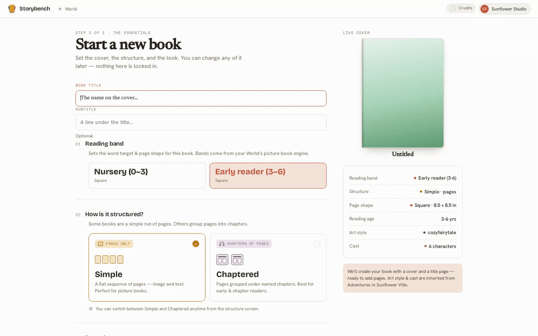 Choose your book’s shape, then publish it